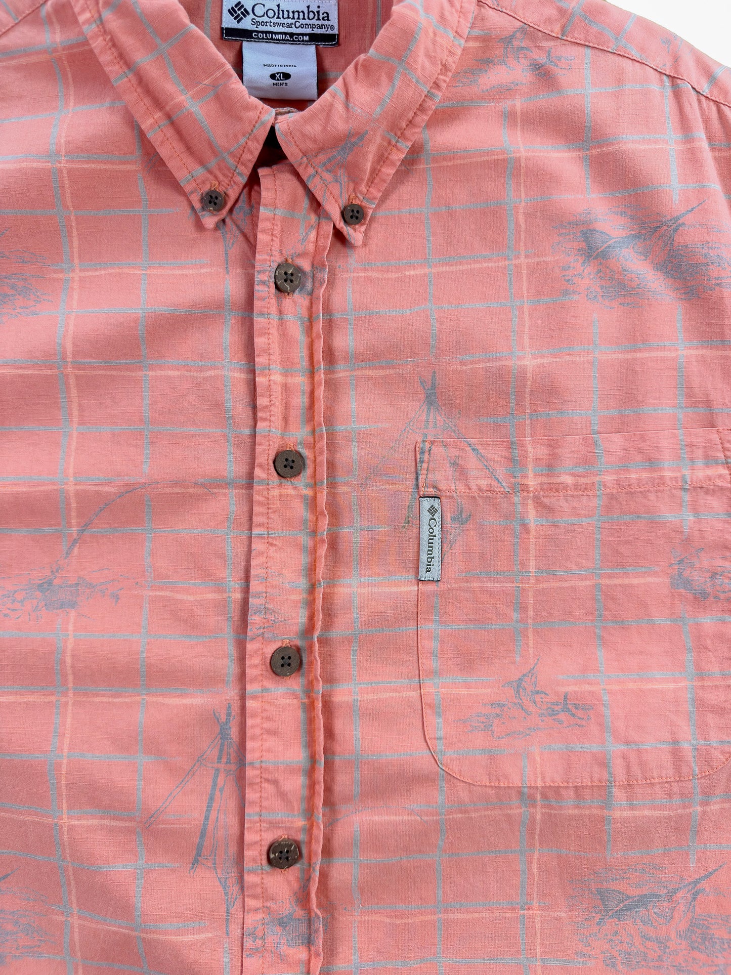 Columbia Orange Patterned Short Sleeve Shirt