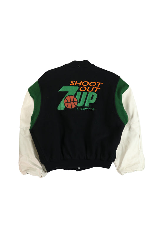 80's 7Up Shootout Wool and Leather Varsity Jacket