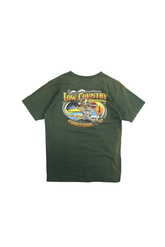 2007 Harley Davidson Green Graphic Tee