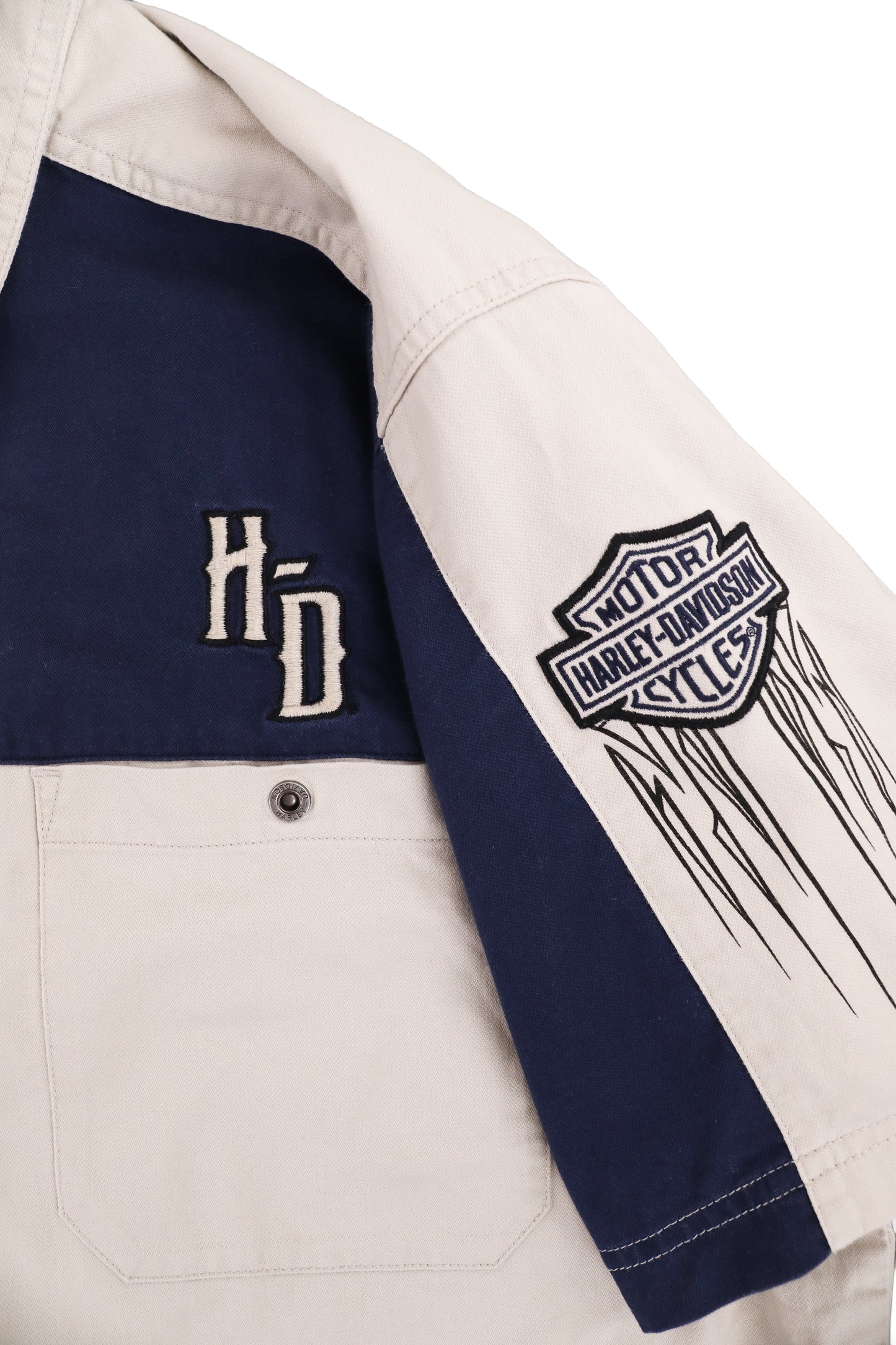 Harley Davidson Biege Navy Short Shirt