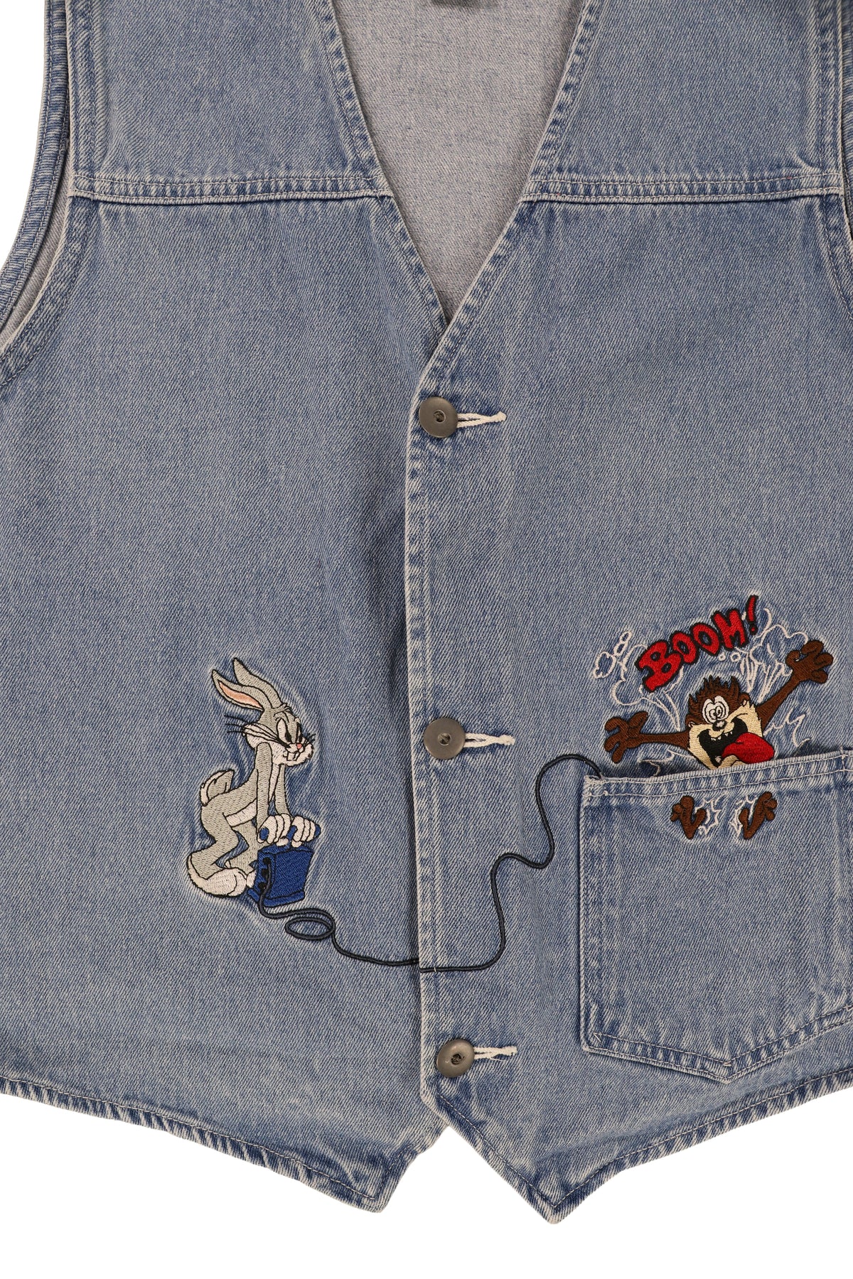 90's Looney Tunes "Class Wear" Denim Vest