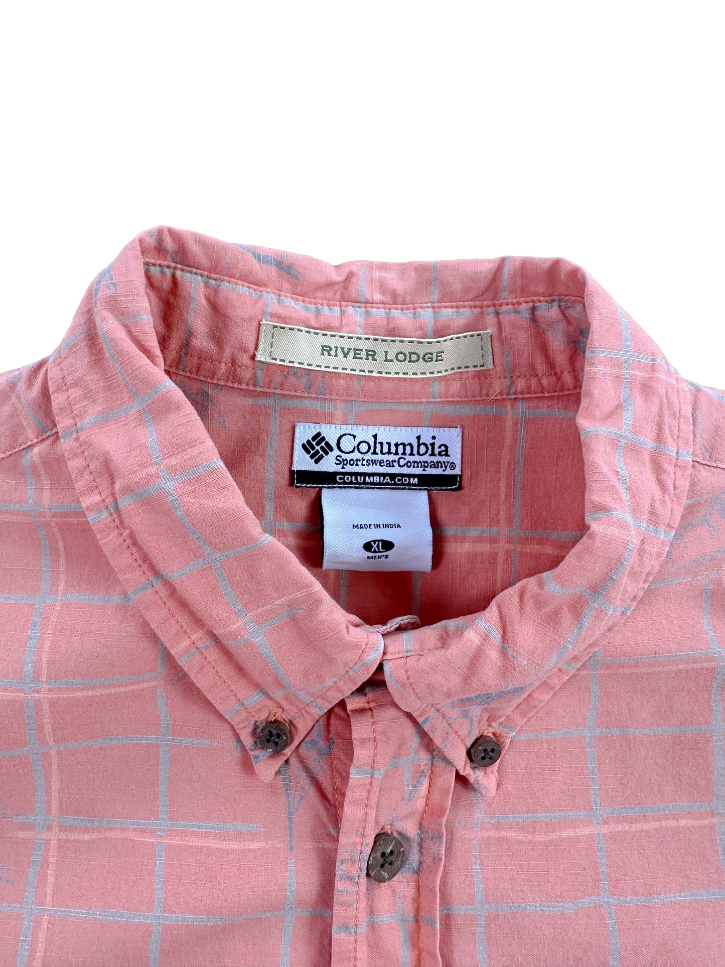 Columbia Orange Patterned Short Sleeve Shirt