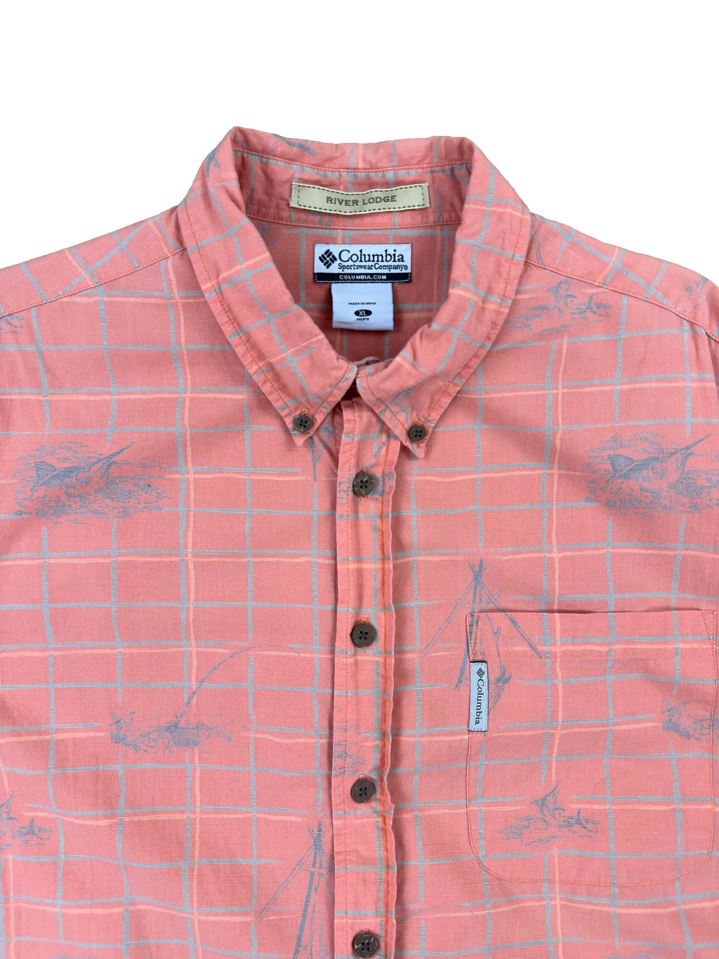 Columbia Orange Patterned Short Sleeve Shirt