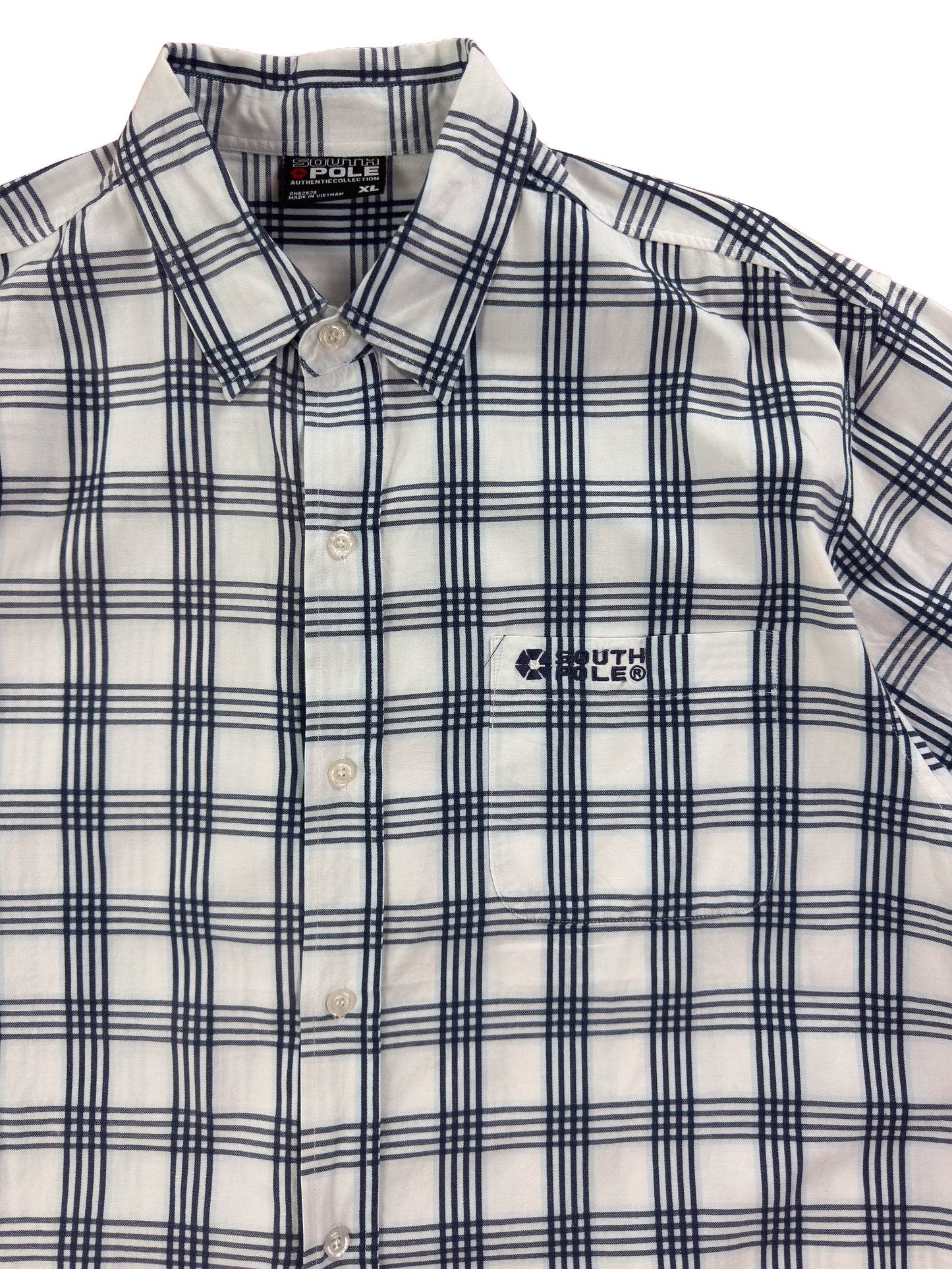 South Pole White and Black Checked Short Sleeve Shirt