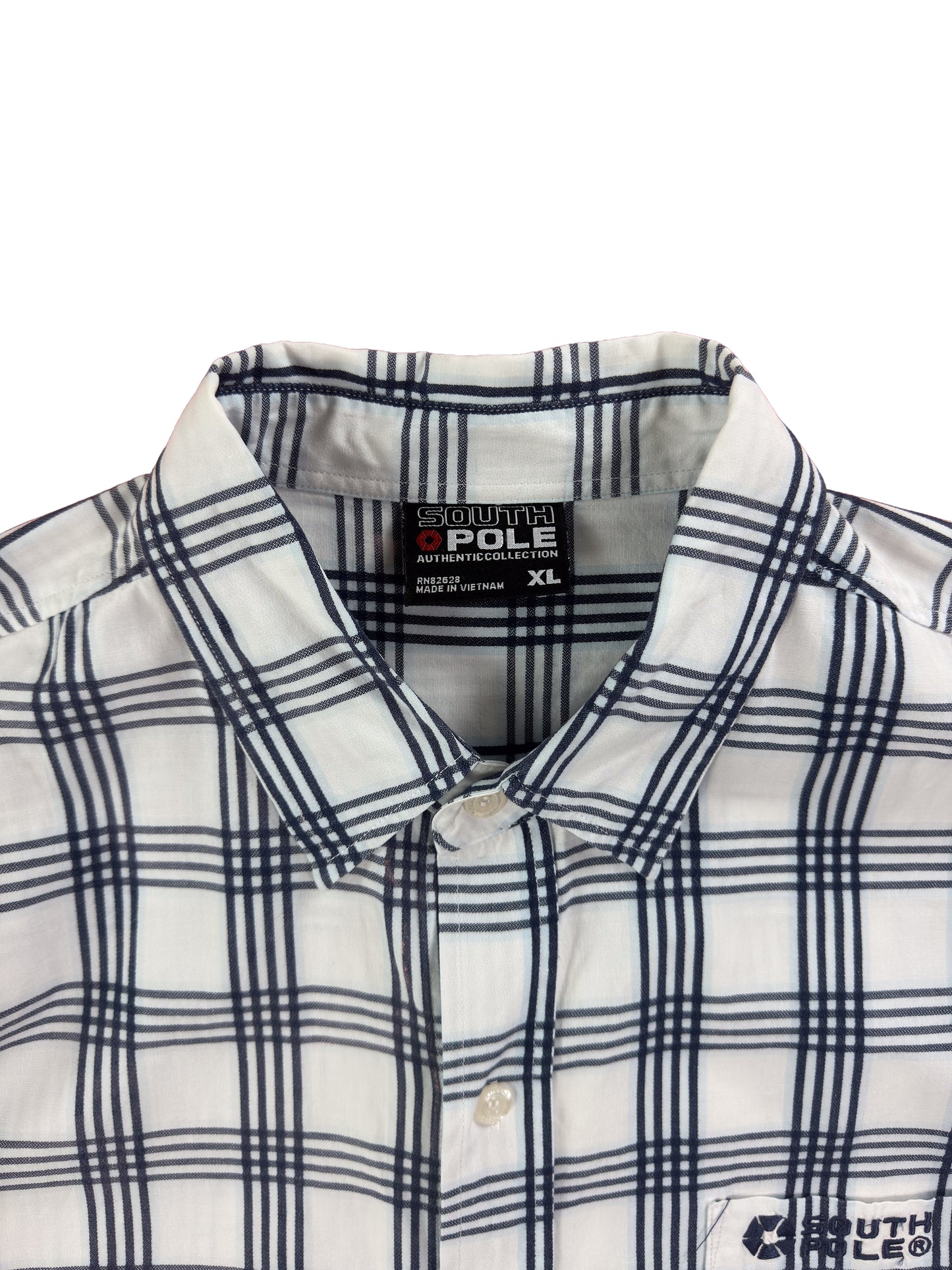 South Pole White and Black Checked Short Sleeve Shirt