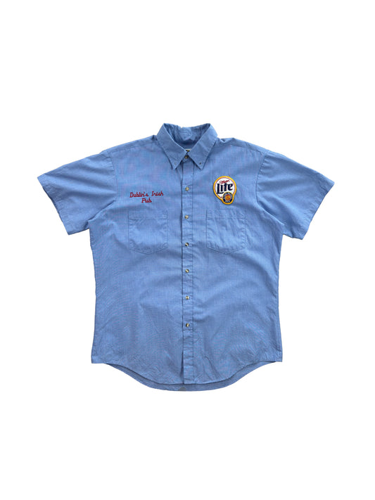 Vintage Miller Lite Beer Dublin's Irish Pub Work Shirt