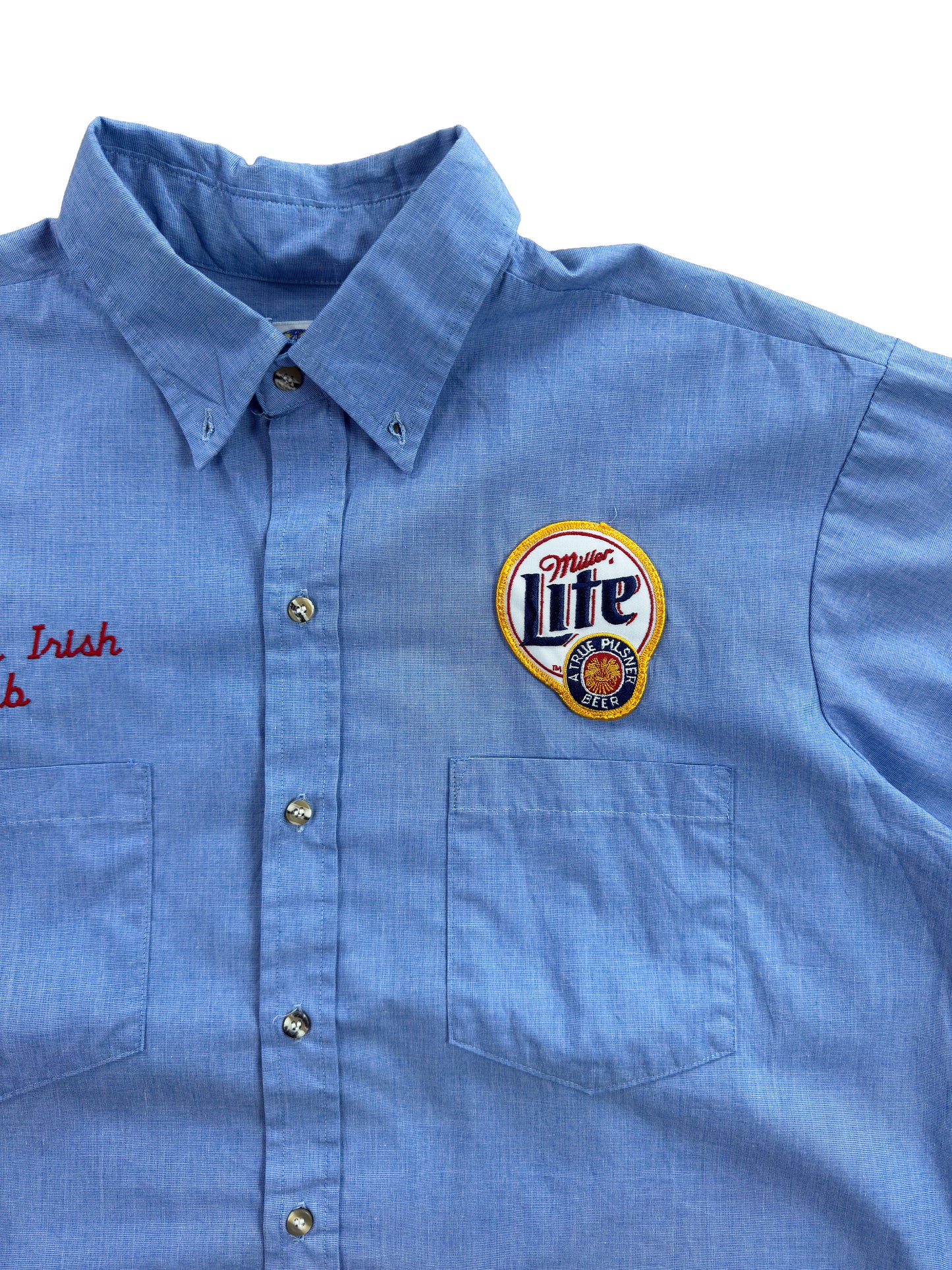 Vintage Miller Lite Beer Dublin's Irish Pub Work Shirt