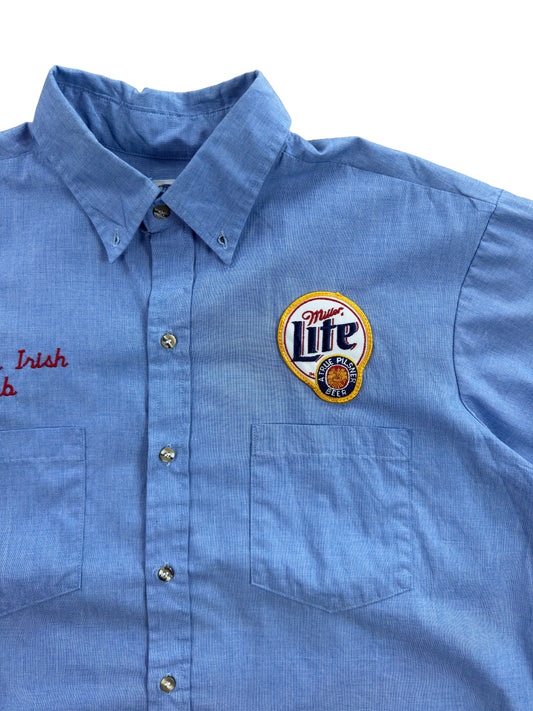 Vintage Miller Lite Beer Dublin's Irish Pub Work Shirt