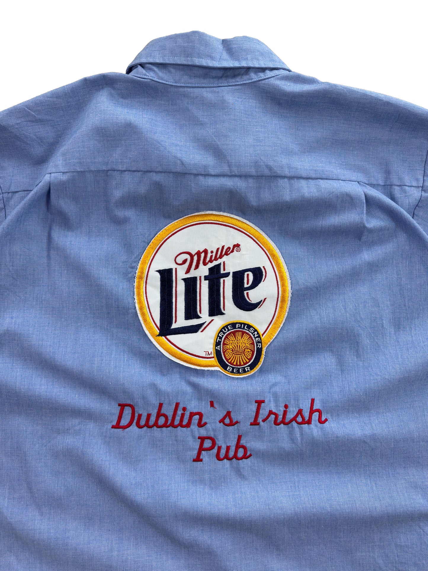 Vintage Miller Lite Beer Dublin's Irish Pub Work Shirt