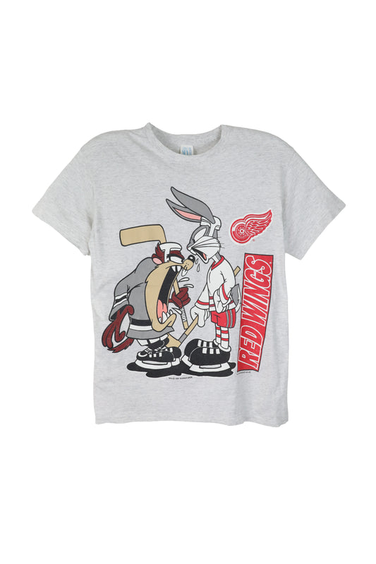 1993 Grey Looney Tunes Red Wings Cartoon Tee