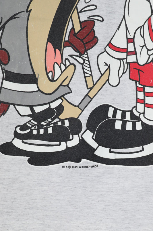 1993 Grey Looney Tunes Red Wings Cartoon Tee