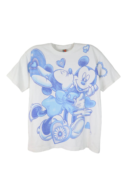 White Disney Mickey and Minnie Cartoon Tee