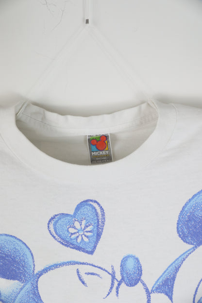 White Disney Mickey and Minnie Cartoon Tee
