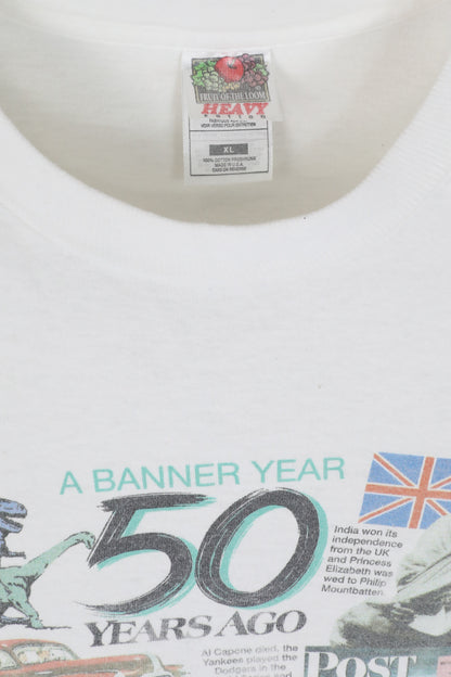 Banner Year 50 White Graphic Tee