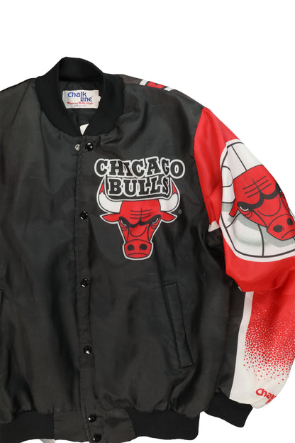 90's Chalk Line Chicago Bulls Satin Bomber Jacket