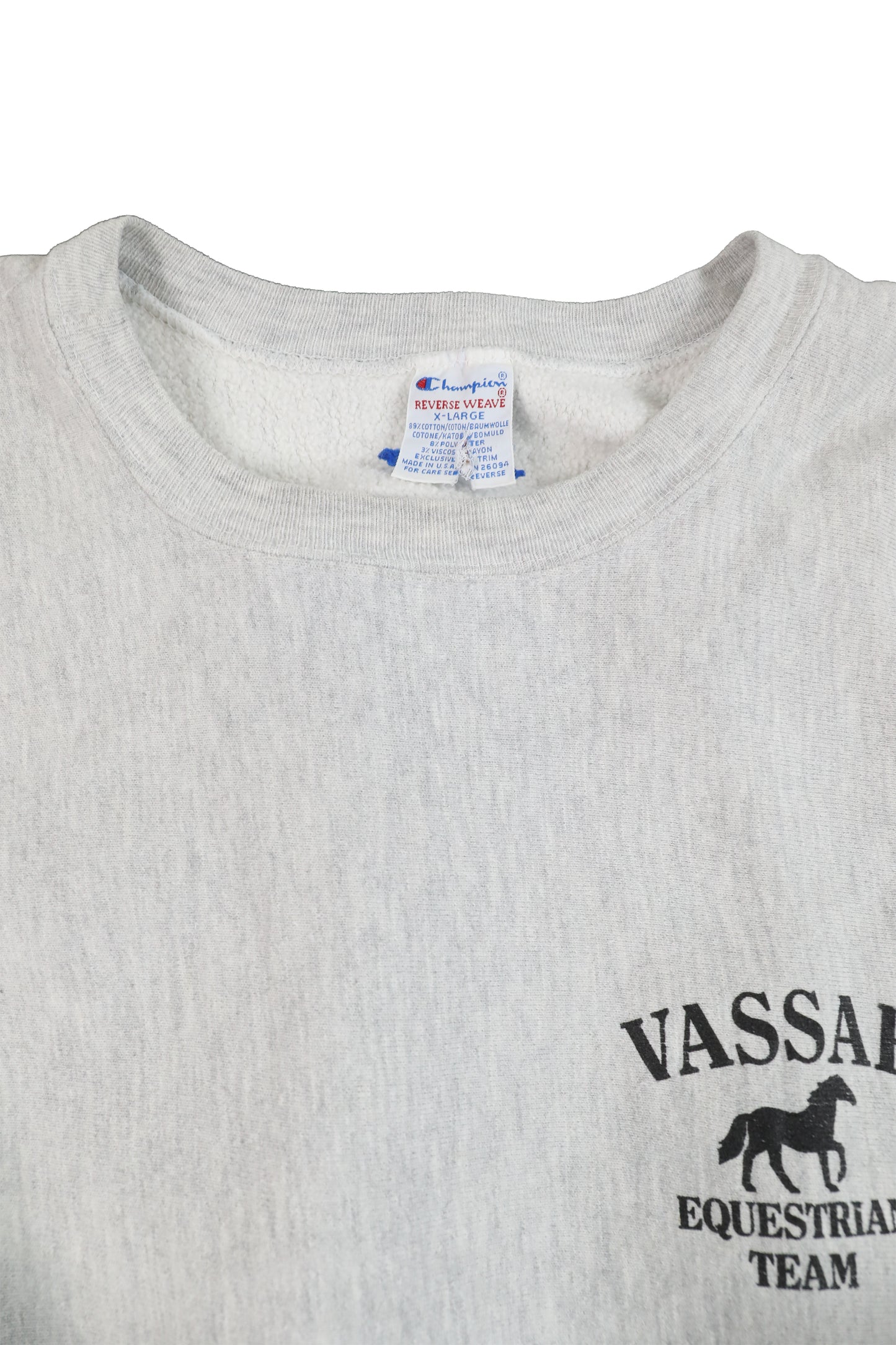 90's Champion Grey Vassar Logo Reverse Reave Sweater