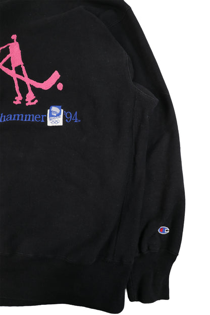 1994 Champion Lillehammer Winter Olympics Hockey Logo Reverse Reave Sweater