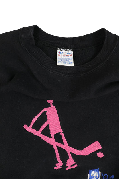 1994 Champion Lillehammer Winter Olympics Hockey Logo Reverse Reave Sweater