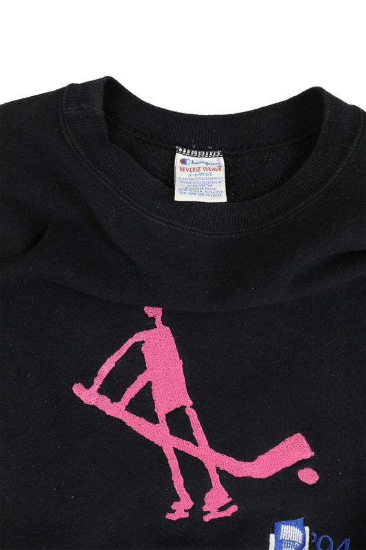1994 Champion Lillehammer Winter Olympics Hockey Logo Reverse Reave Sweater