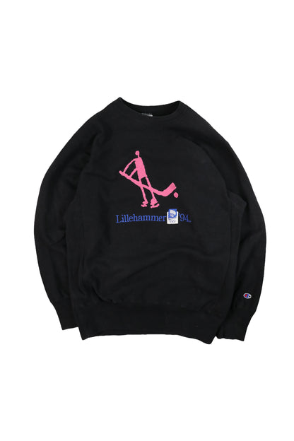 1994 Champion Lillehammer Winter Olympics Hockey Logo Reverse Reave Sweater