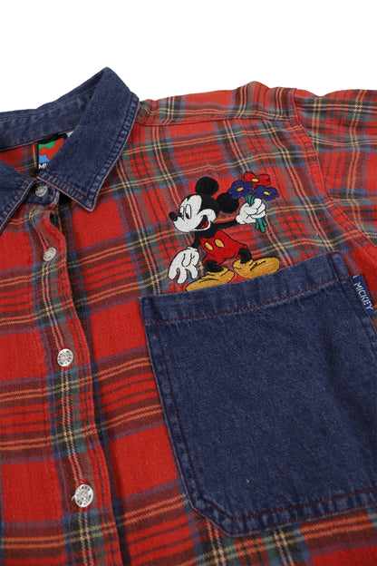 90's Disney Unlimited Mickey Minnie Mouse Embroidery Button Down