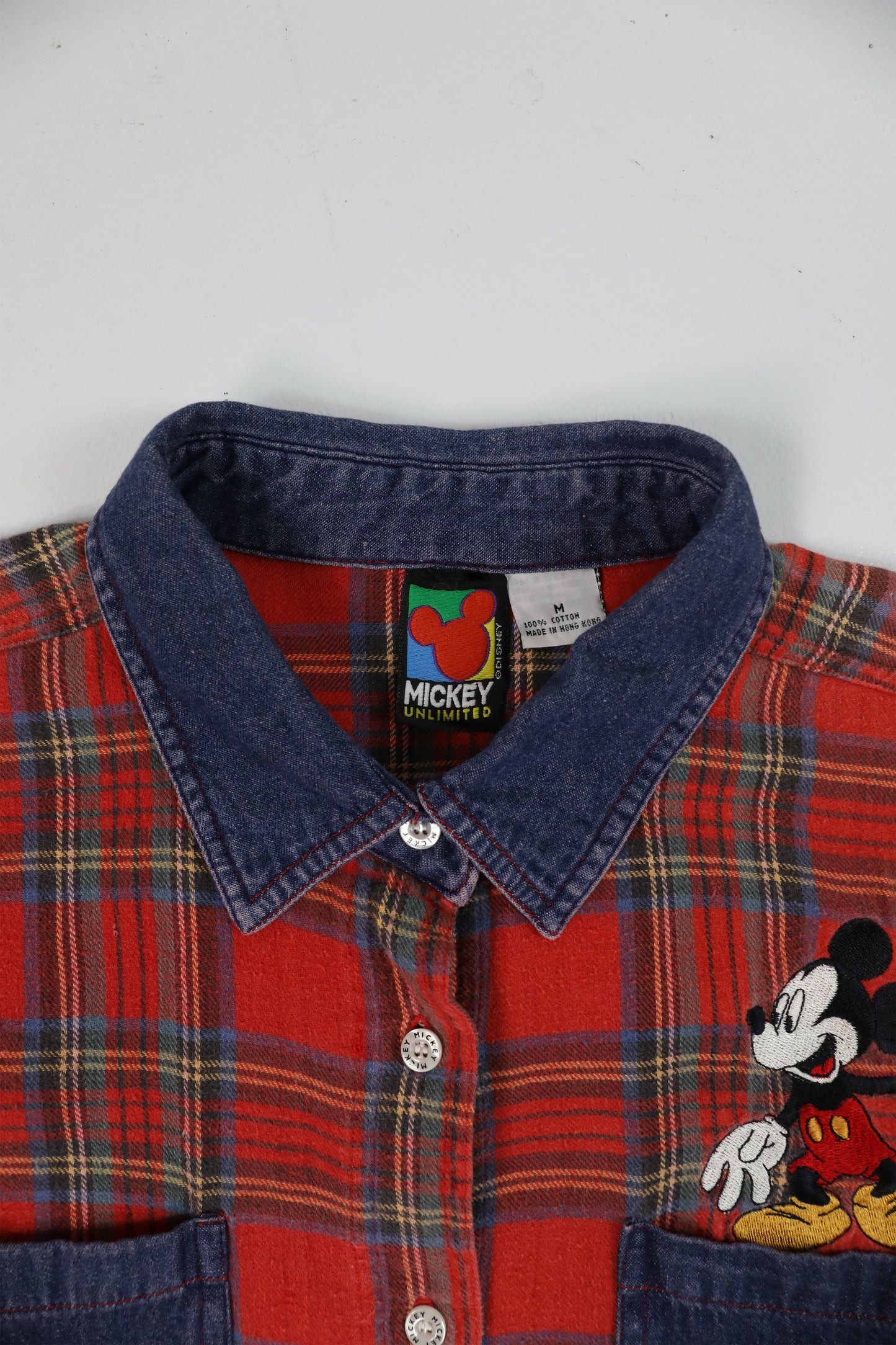 90's Disney Unlimited Mickey Minnie Mouse Embroidery Button Down