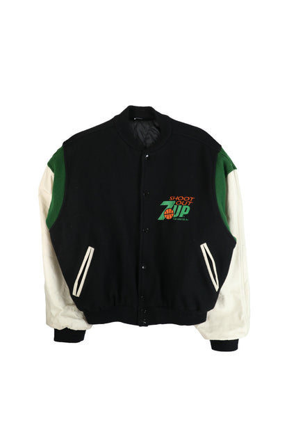 80's 7Up Shootout Wool and Leather Varsity Jacket