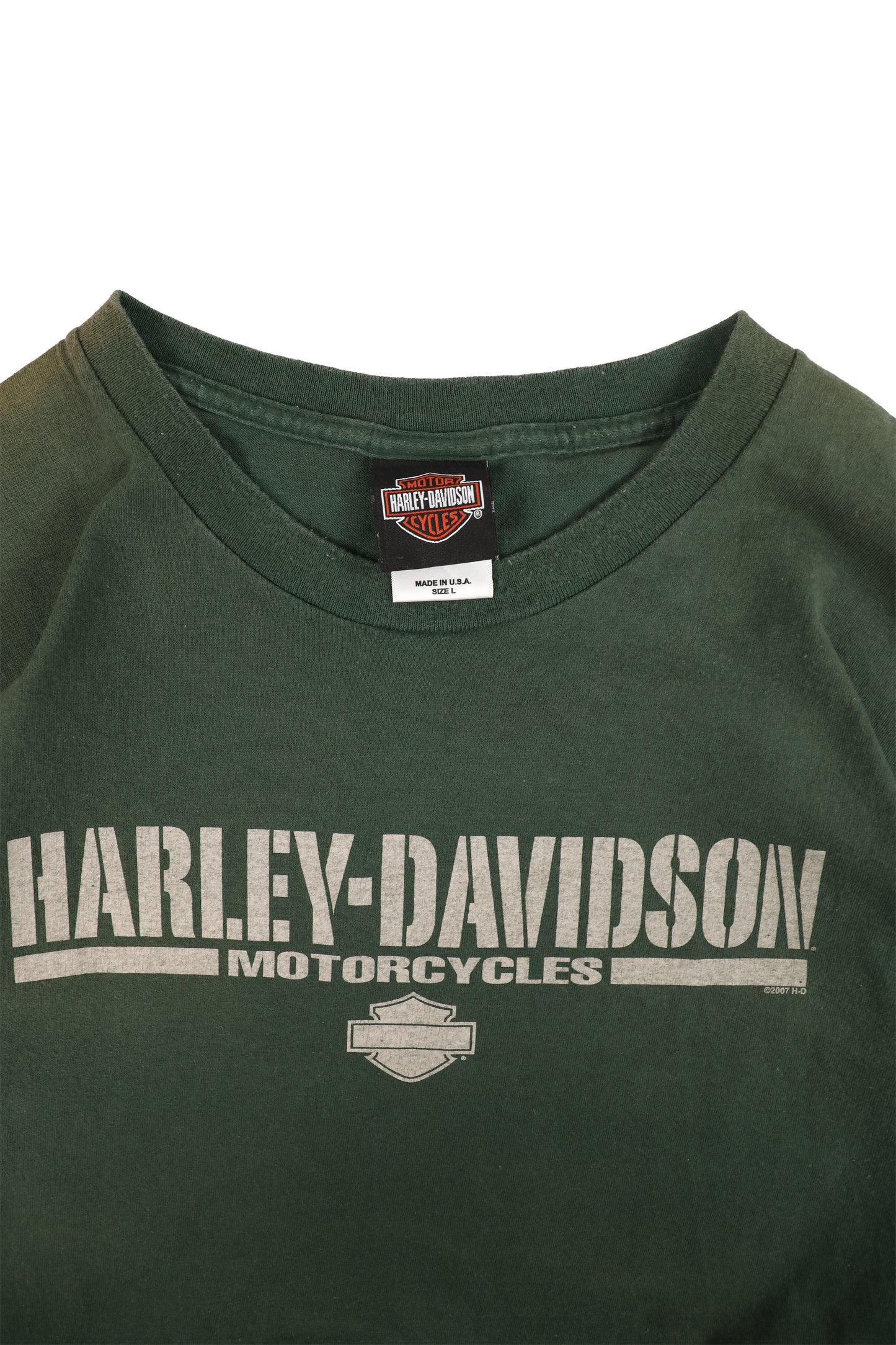 2007 Harley Davidson Green Graphic Tee