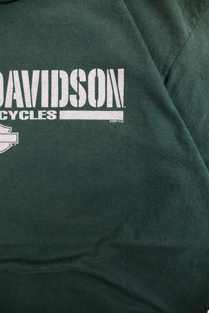 2007 Harley Davidson Green Graphic Tee