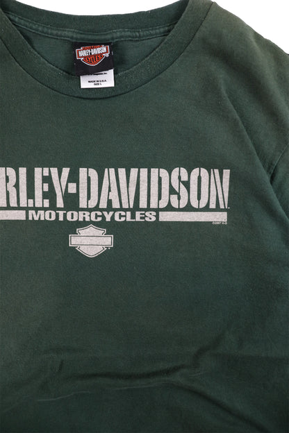 2007 Harley Davidson Green Graphic Tee