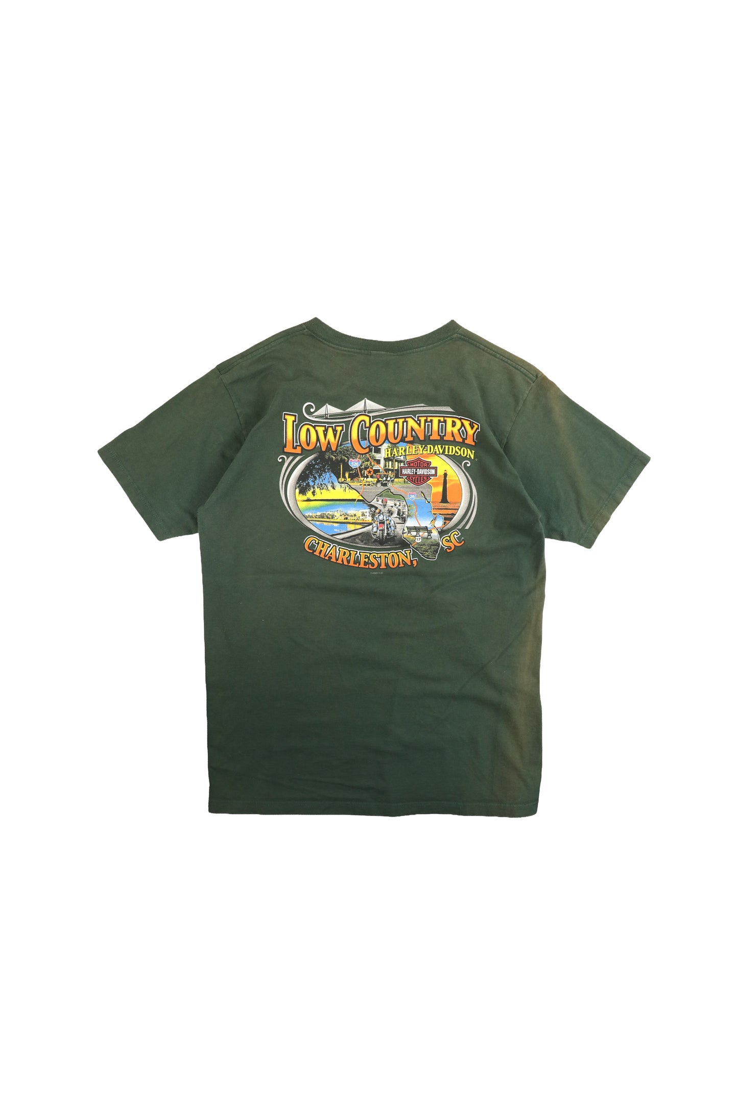 2007 Harley Davidson Green Graphic Tee