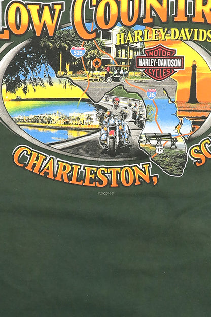 2007 Harley Davidson Green Graphic Tee