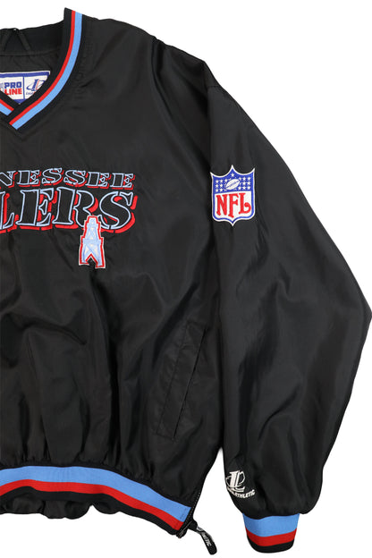90's Logo Athletic NFL Tennessee Oilers Black Pullover Jacket