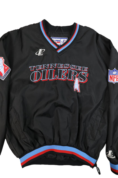 90's Logo Athletic NFL Tennessee Oilers Black Pullover Jacket