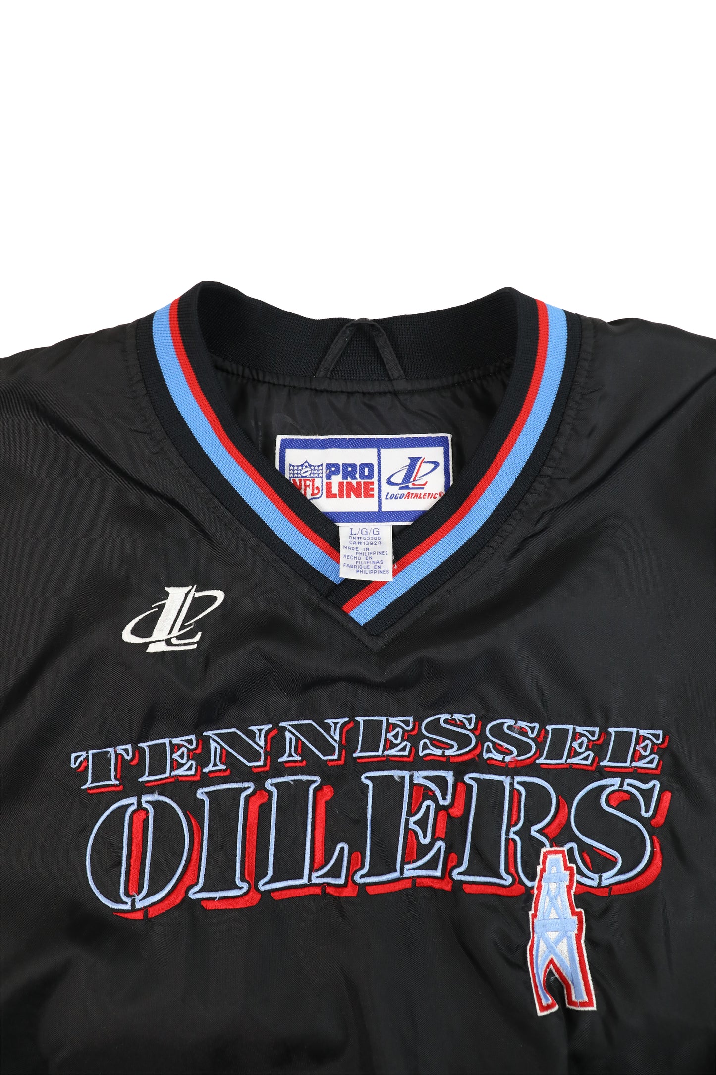 90's Logo Athletic NFL Tennessee Oilers Black Pullover Jacket