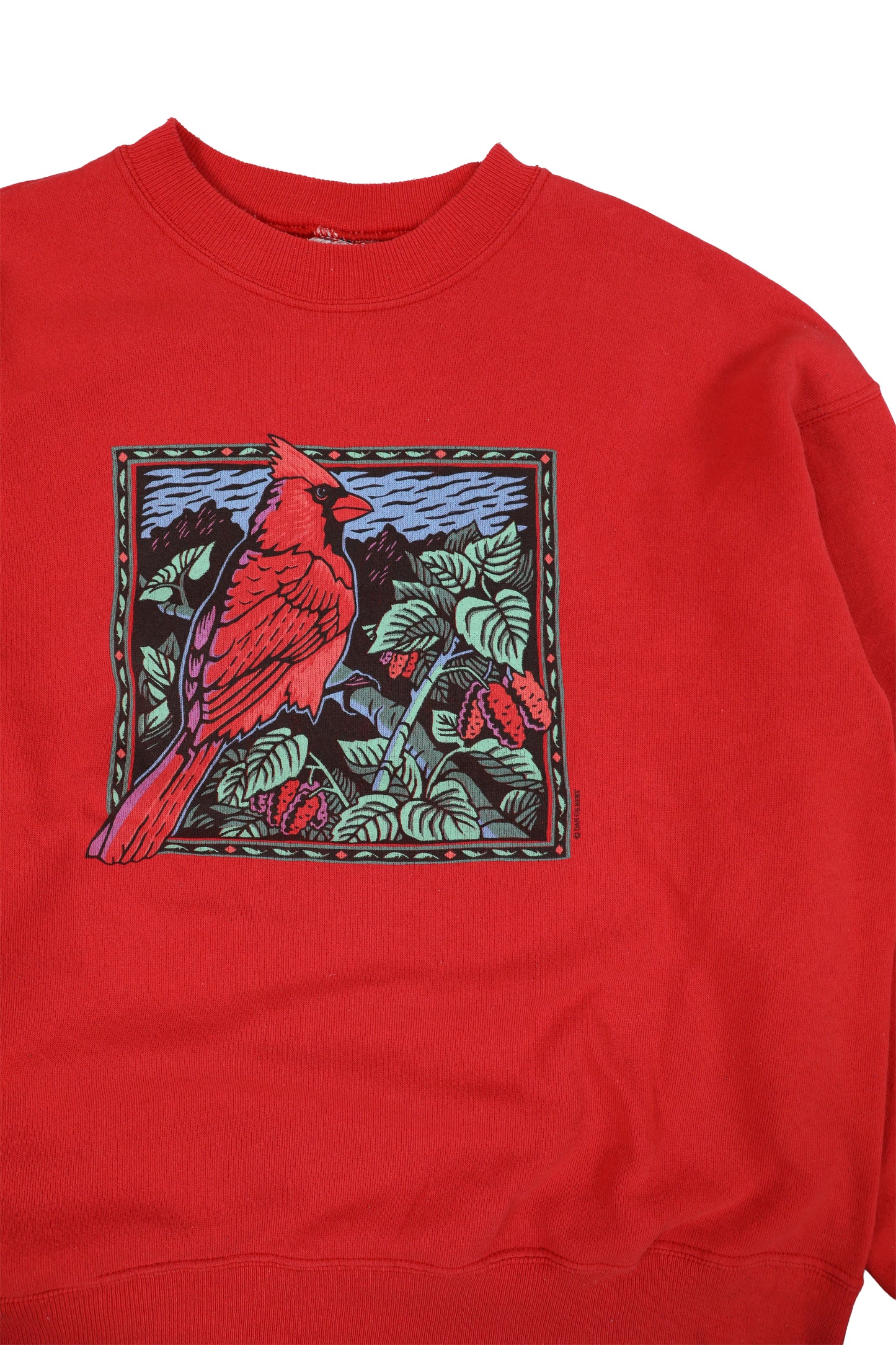 90's Dan Gilbert Morning Sun Cardinal Bird Red Sweater