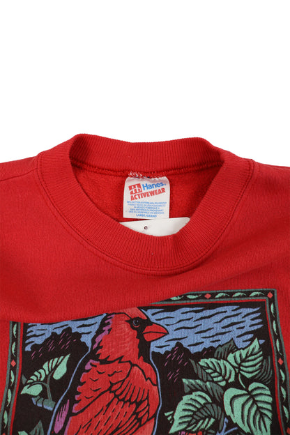 90's Dan Gilbert Morning Sun Cardinal Bird Red Sweater