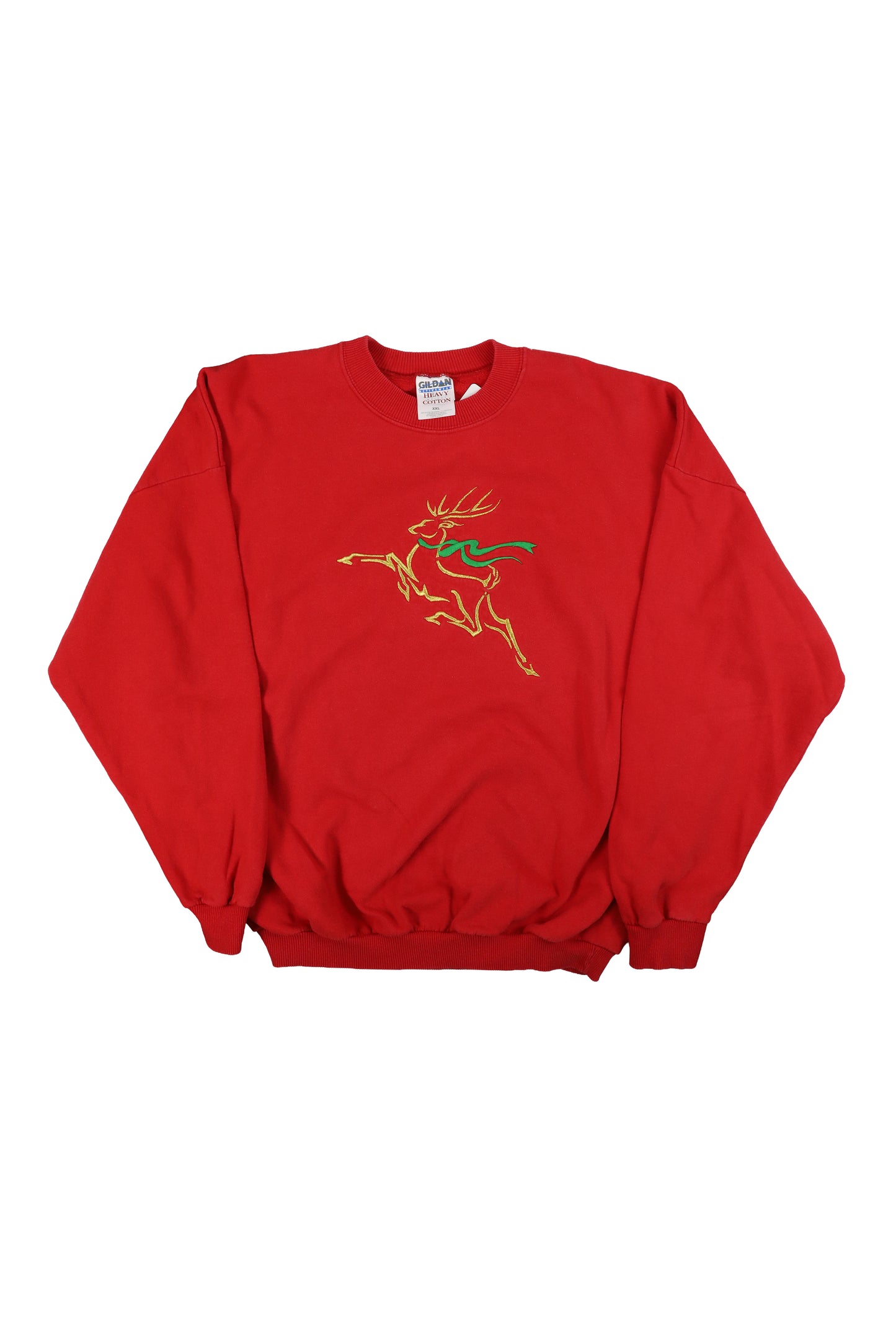 90's Red Embroidered Reindeer Sweater