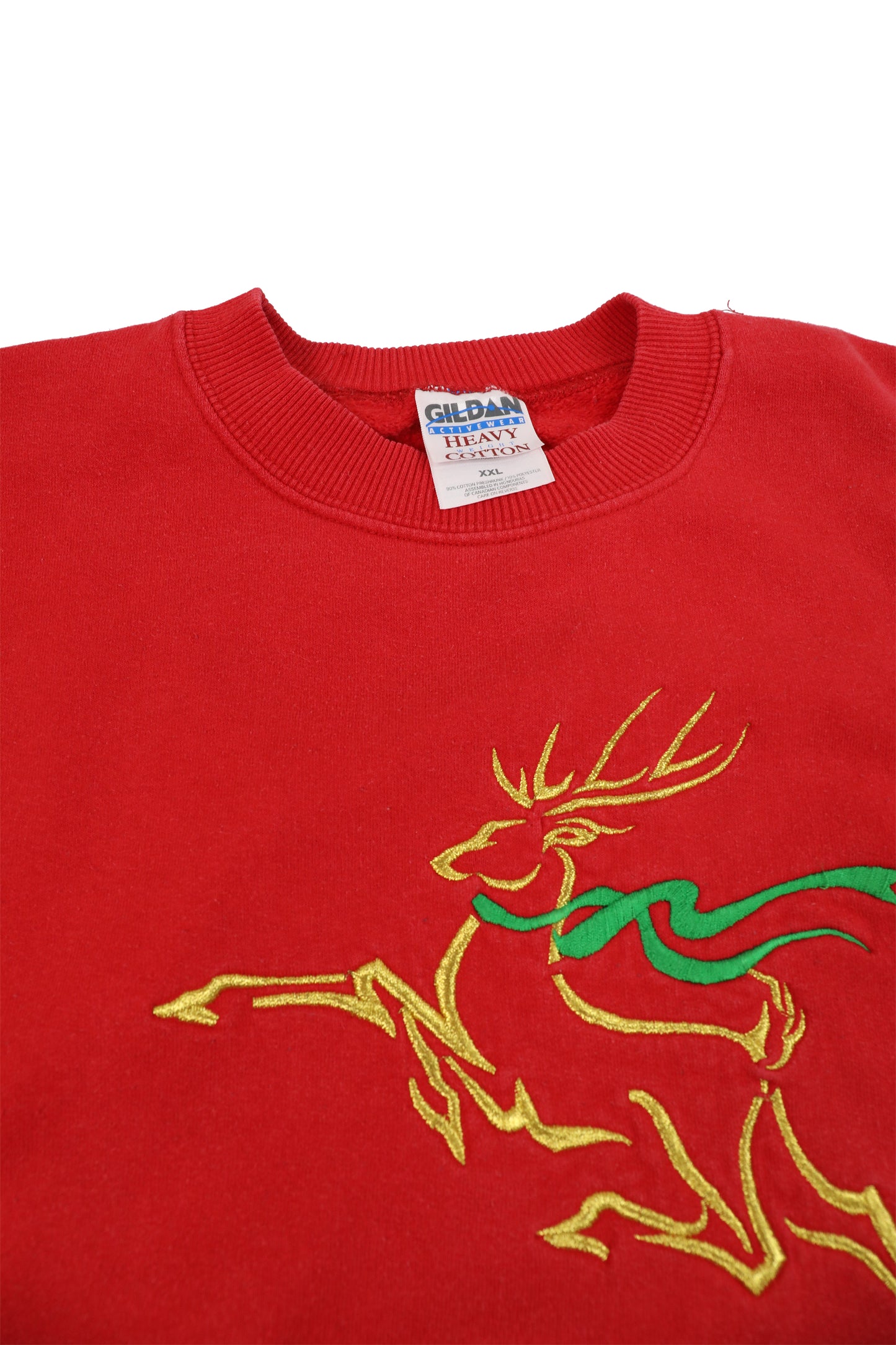 90's Red Embroidered Reindeer Sweater
