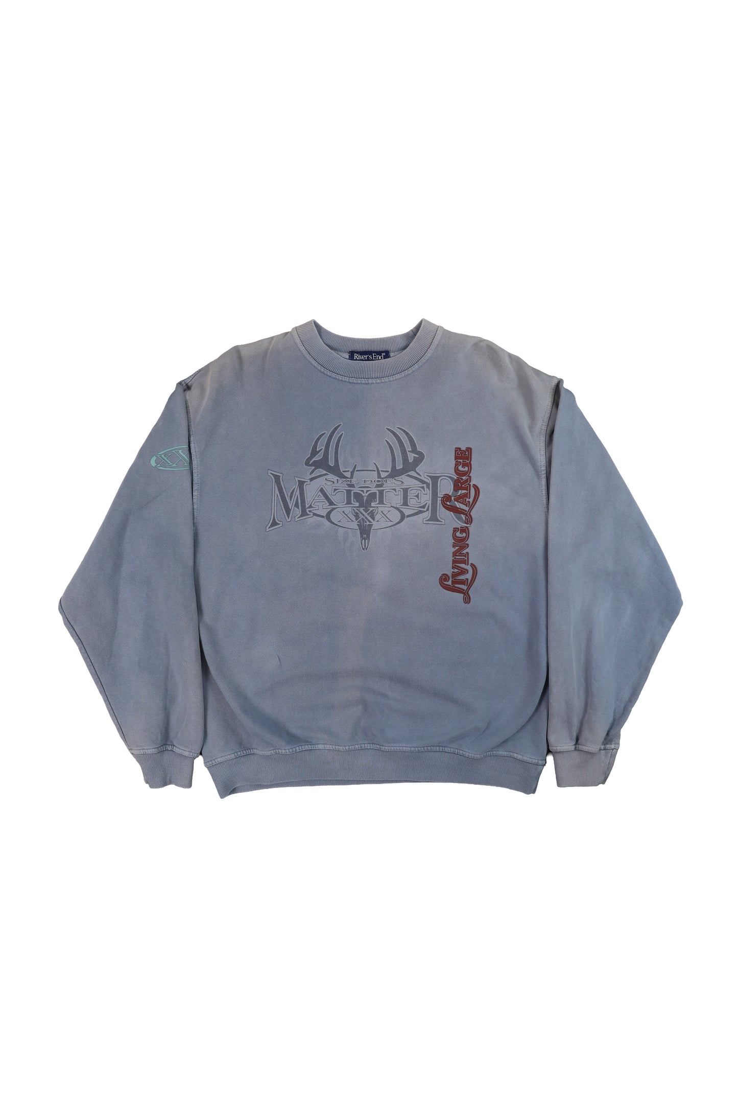 90's River's End Faded Light Blue Graphic Sweater