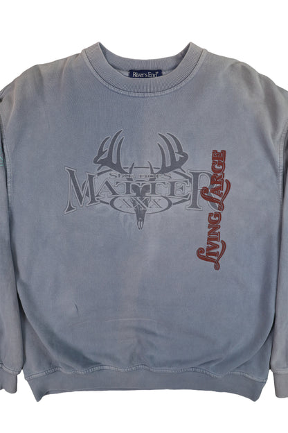 90's River's End Faded Light Blue Graphic Sweater