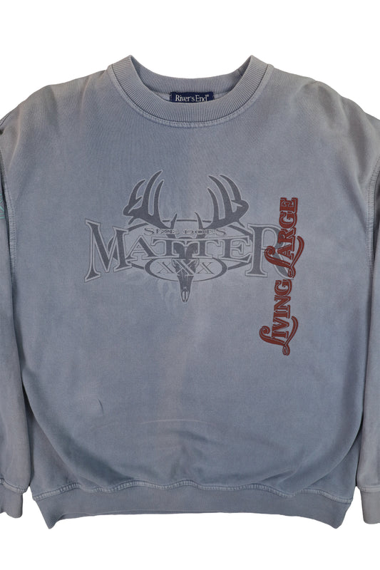 90's River's End Faded Light Blue Graphic Sweater