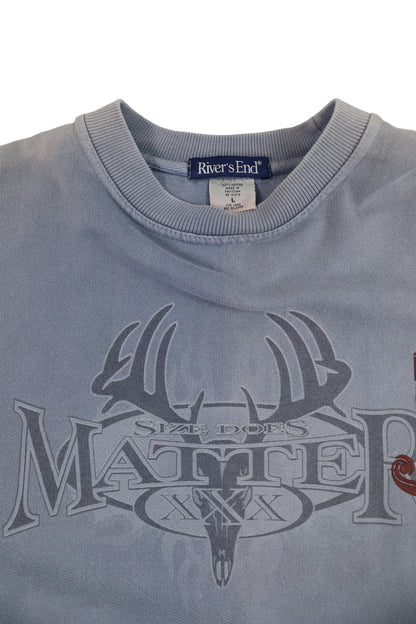 90's River's End Faded Light Blue Graphic Sweater