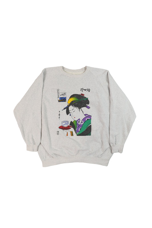 80's Ukiyo-e Style Maiko Geisha Graphic Sweater
