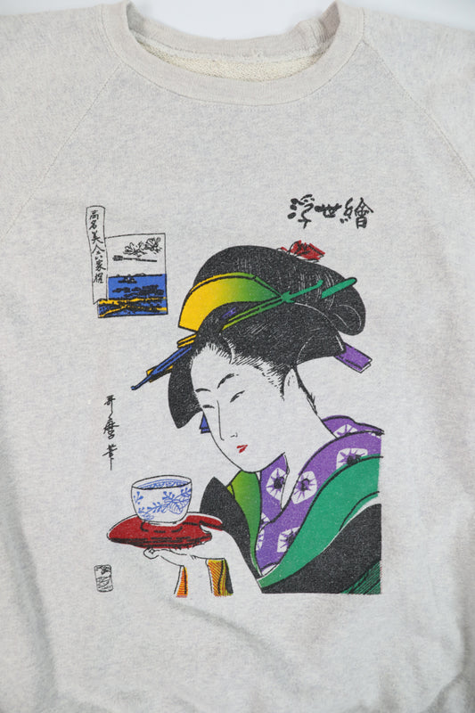 80's Ukiyo-e Style Maiko Geisha Graphic Sweater