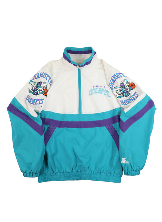 90's Starter Charlotte Hornets Quarter Zip Windbreaker