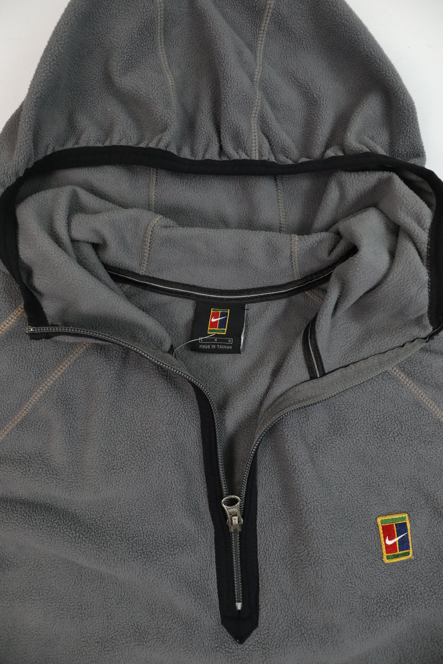 90's Nike Challenge Court Half-zip Hooded Pullover Fleece Sweater