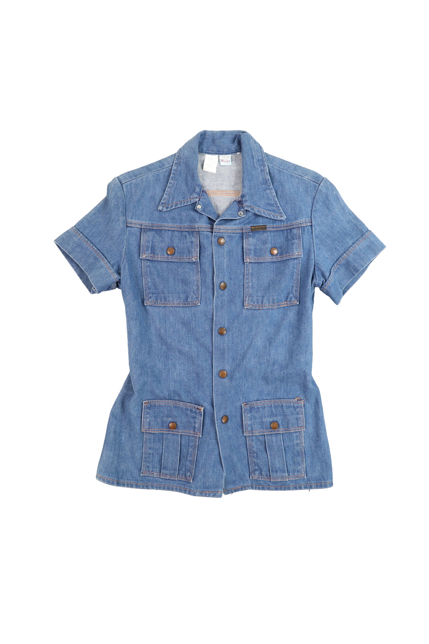 70s Wrangler Denim Safari Style Short Sleeve Shirt