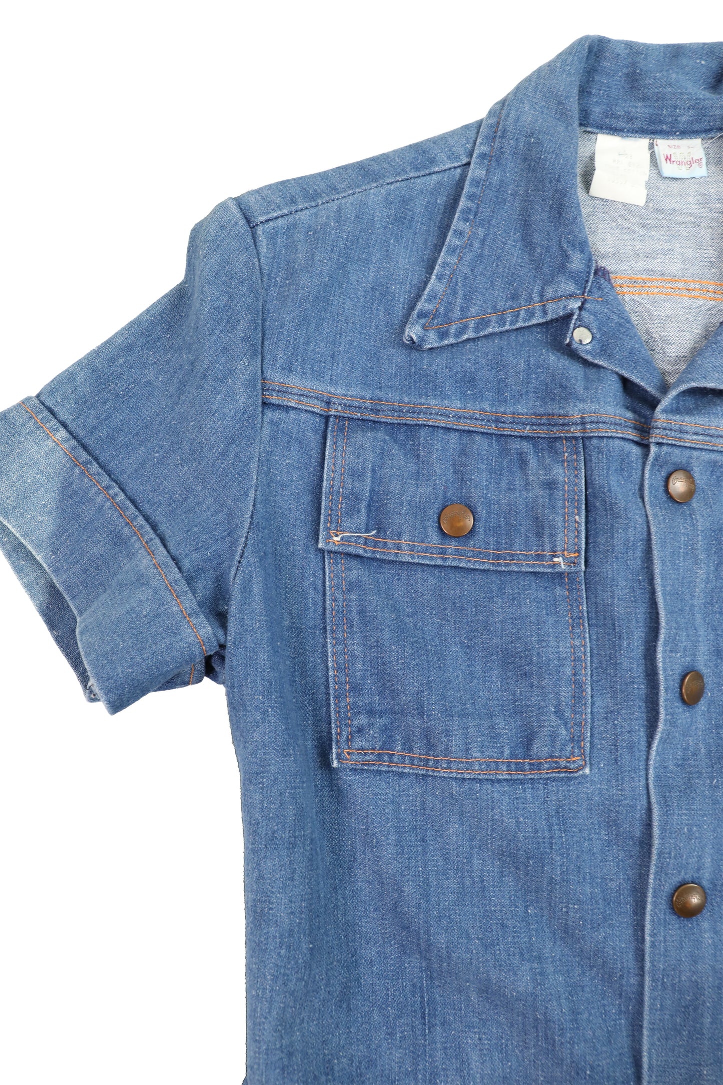 70s Wrangler Denim Safari Style Short Sleeve Shirt