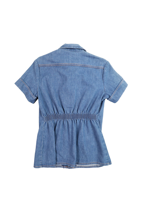 70s Wrangler Denim Safari Style Short Sleeve Shirt